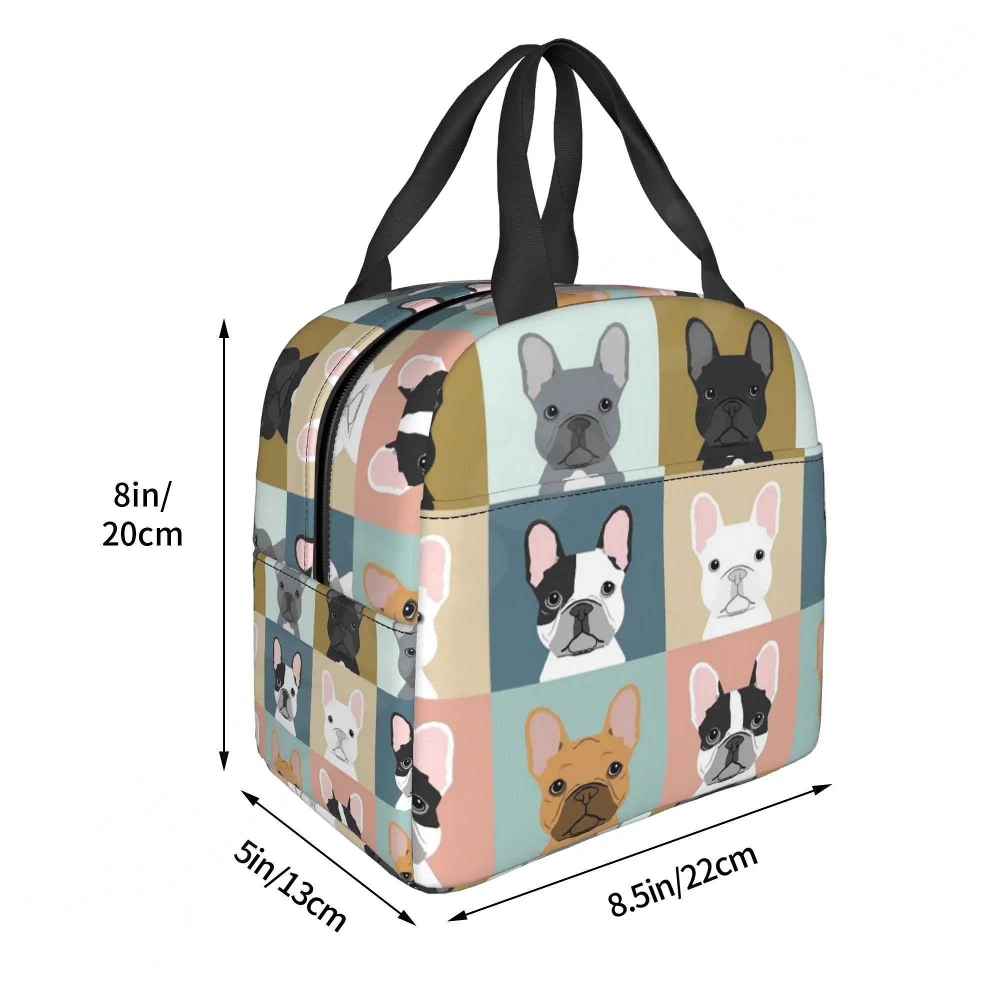 French Bulldogs Dog Insulated Lunch Bag for Women Men and Kids Large and Reusable Handle Freezable Work School Travel Tote Bags