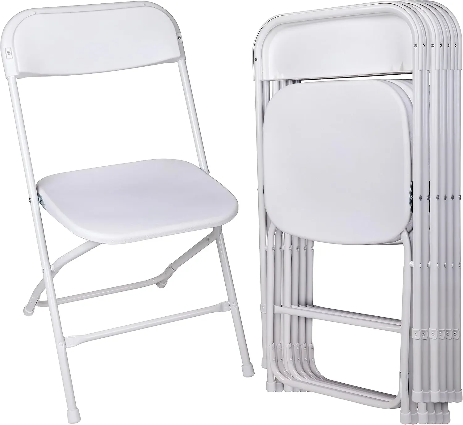 Folding Plastic Chair with 500-Pound Capacity, White, 6-Pack