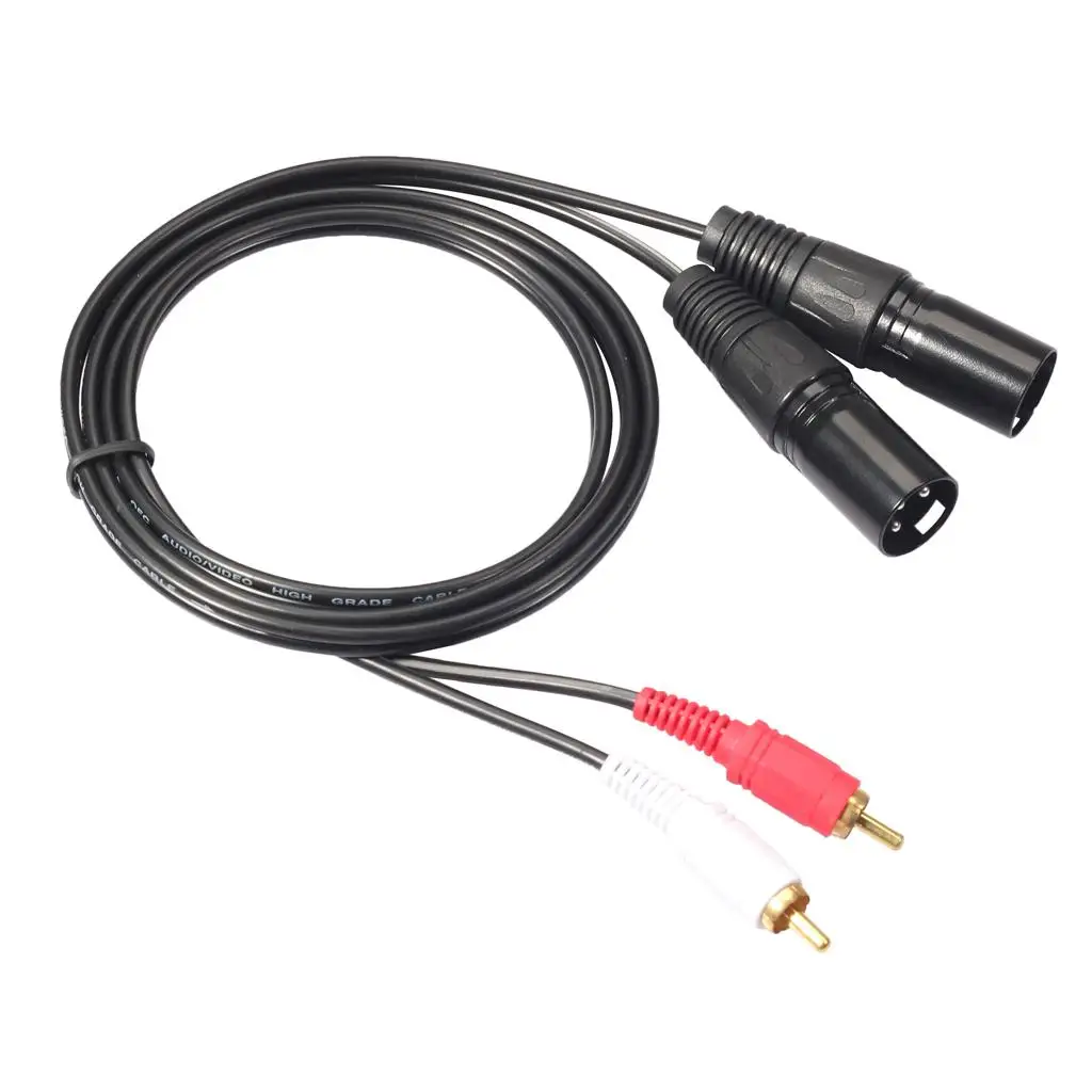 2 XLR Male Plug To 2 X Phono Phonos RCA Plug Cable Adaptor Adapter