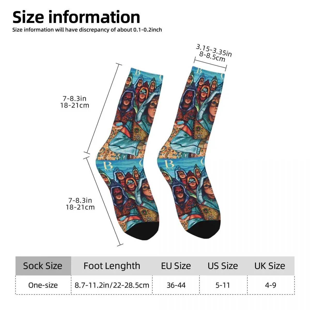 Chaussettes rétro Harajuku B-Blue Oyster Cult Hip Hop pour hommes, chaussettes décontractées amusantes et heureuses, cadeau imprimé, fan de musique, nouveauté