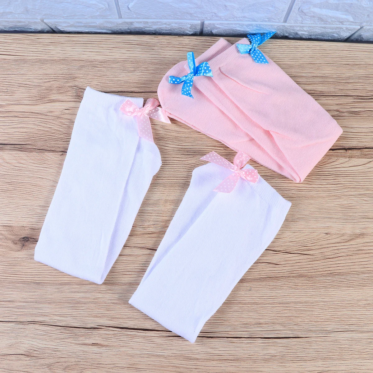 

1Pair Girls High Socks Lovely Bow Thick Warm Cotton Over The Knee Striped Stockings Free Size for 1-8 Years Kids