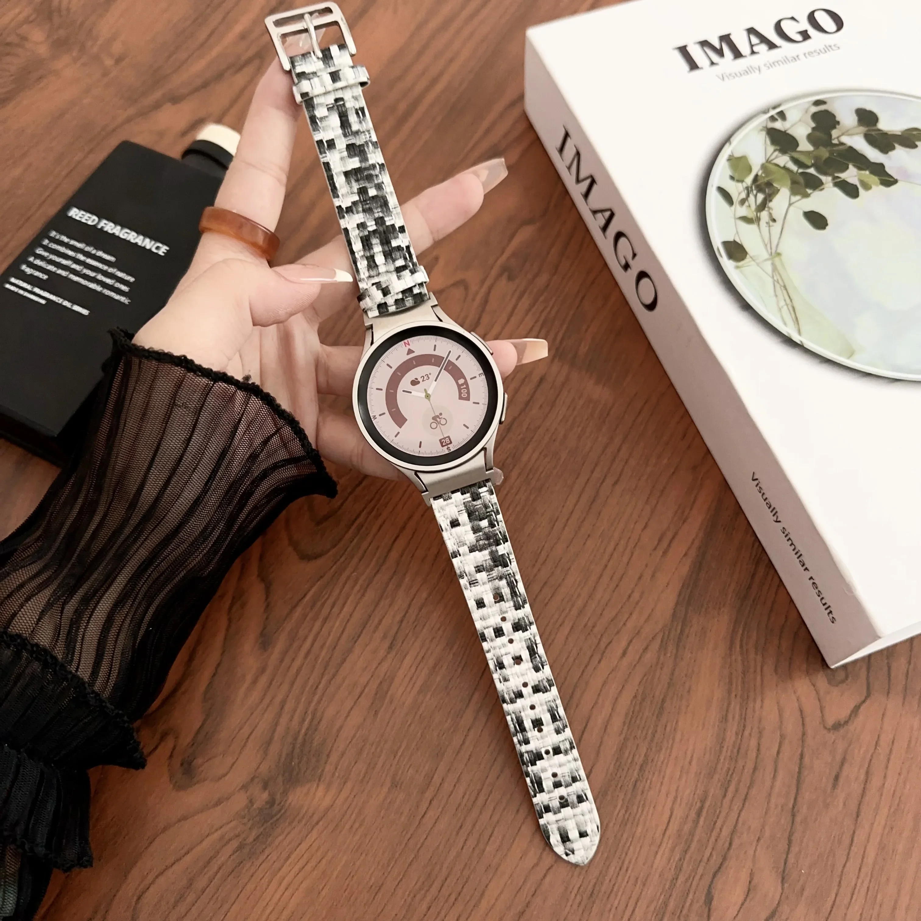 サムスンギャラクシーウォッチ用伸縮性不織布バンド,クラシックブレスレット,カウボーイストラップ,4, 5, 6, 47mm, 43mm, 42mm, 46mm,5pro,45mm 40mm、44mm