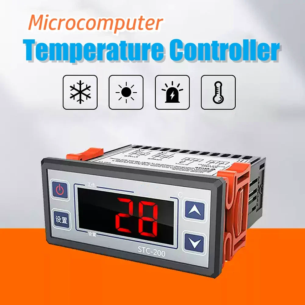 STC-200 Digital Temperature Controller Cold Storage Refrigeration Heating Climbing Pet Hatching Temperature Control Switch