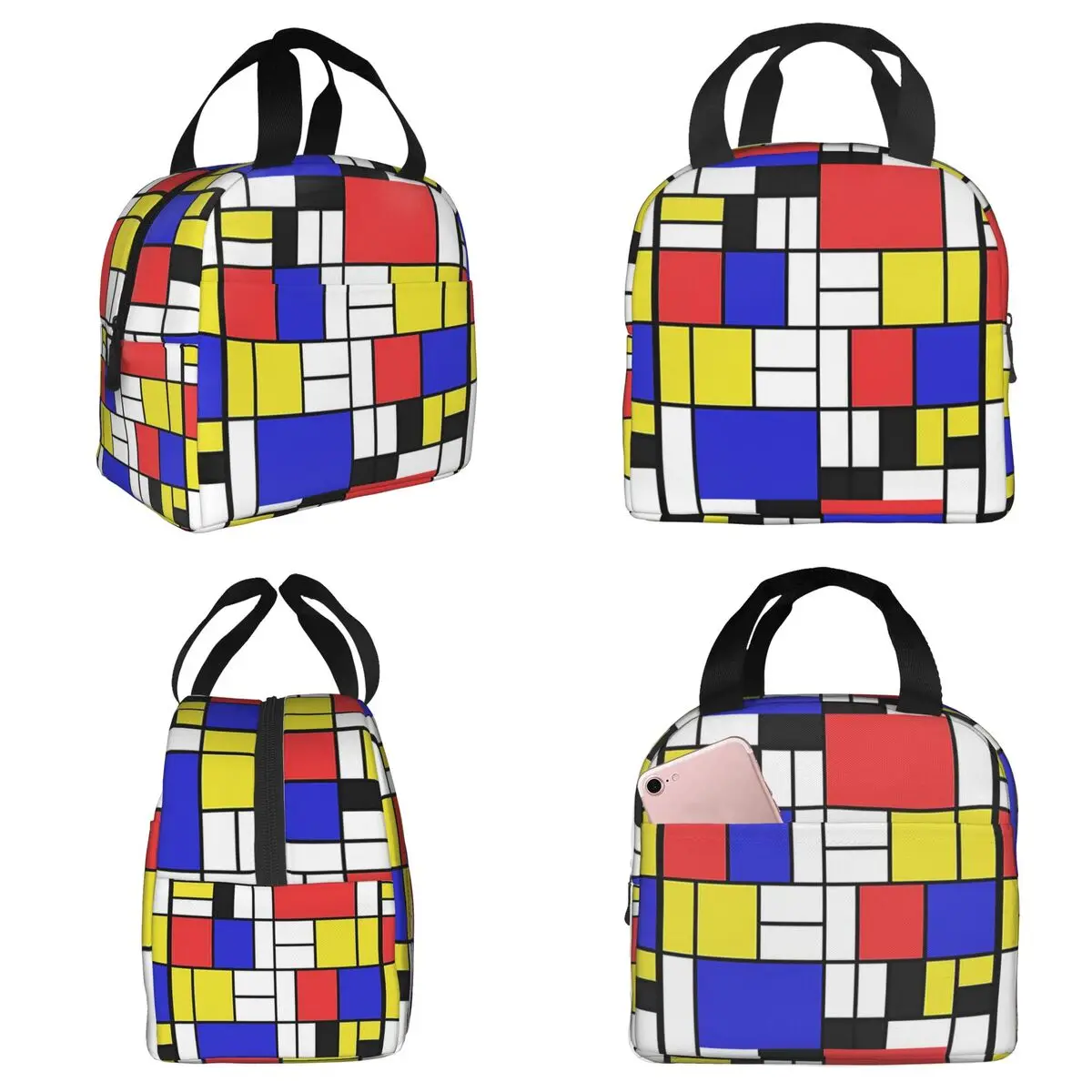 

Термосумка для обедов Piet Mondrian De Stijl для женщин, офисная термосумка-холодильник, герметичный контейнер для еды