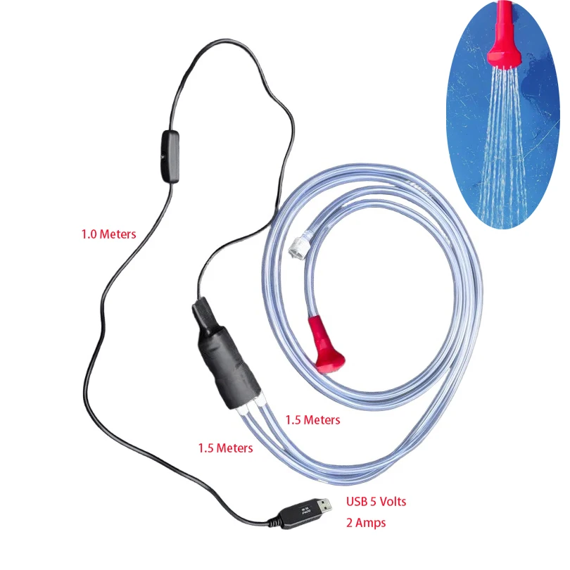 Bomba de sifón eléctrica de 12V para coche, Kit de grifo de mano, juego de ducha de baño para acampar al aire libre