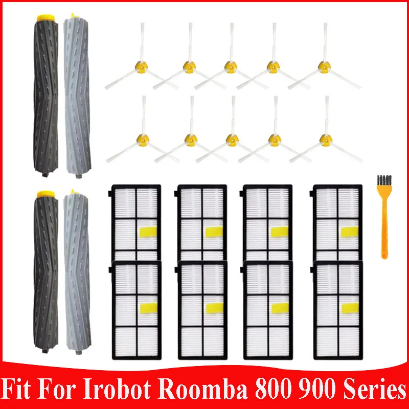 Accesorios para Robot Aspirador Irobot Roomba Serie 800 900 860 870 880 890 960 966 980, Cepillo Principal y Lateral, Filtro HEPA