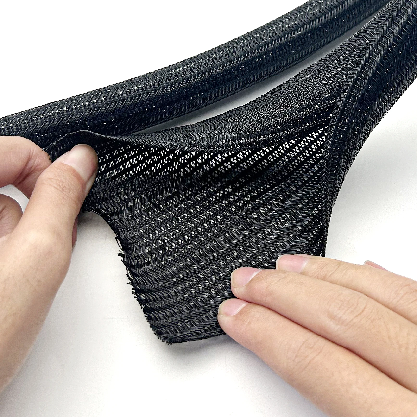 Black Flexible PET Braided Expandable Cable Sleeve ID5-50mm Self Closing Insulated  Wire Management Wire Wrap Organizer