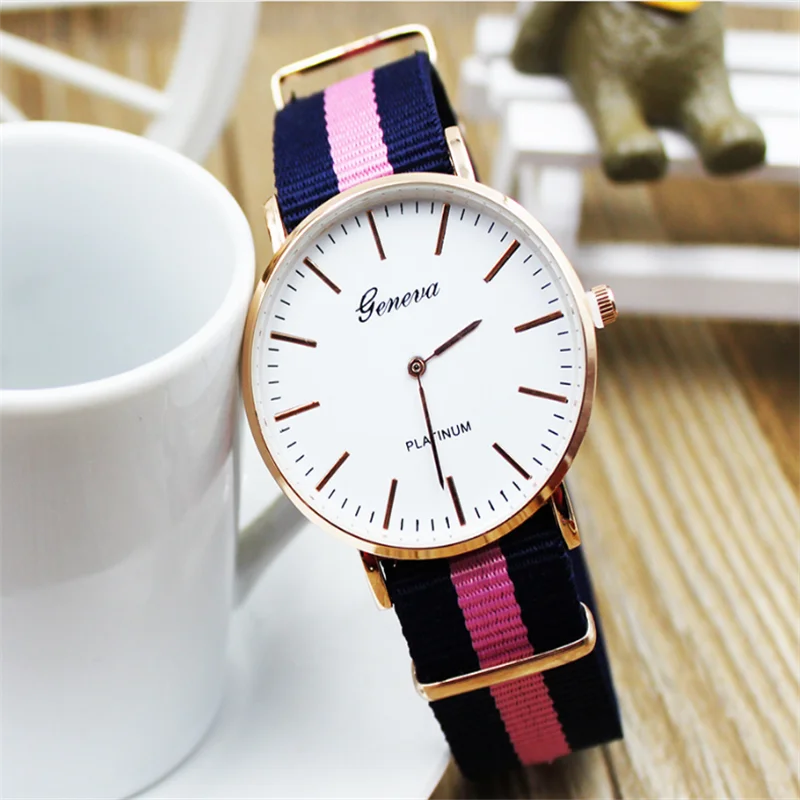 WOKAI High quality Ladies Casual Fashion Nylon Watchband Quartz Business Watch Sportswear Student Girl clock