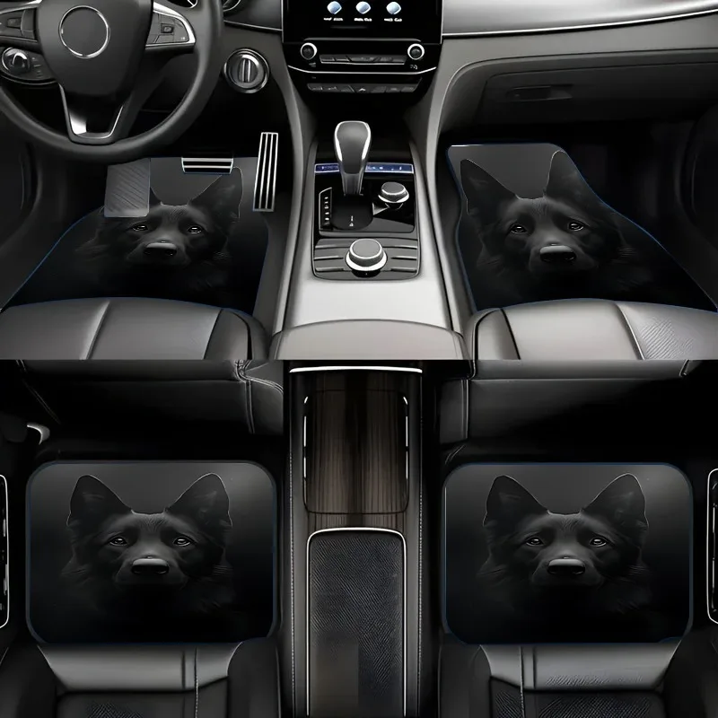 4pcs German Shepherd Design Car Floor Mats- Durable, Stylish& Easy-Clean Pet-Friendly Floor Protectors For All Vehicles, Materia