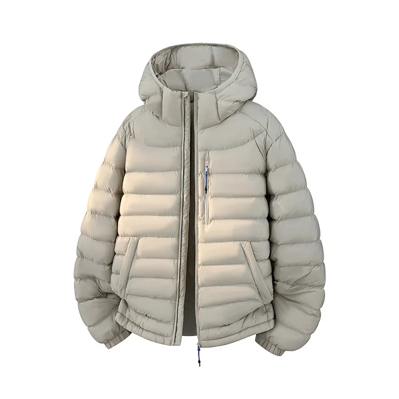 KIDWHXR Parkas Jacket Winter Man Fashion Contrast Color Hooded Coat Men Outdoor Sport Casual Male Loose Lightweight Outerwear