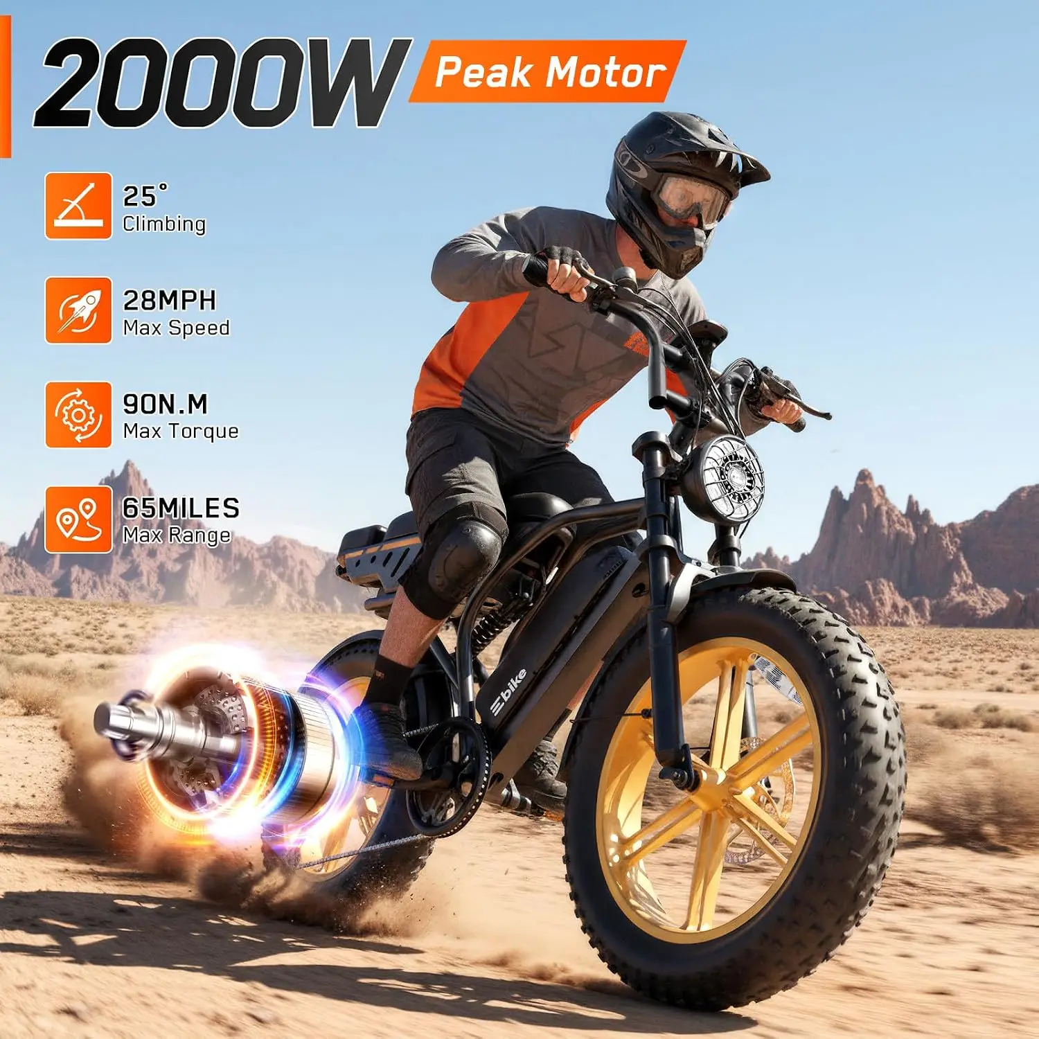 48V Retro Electric Bike for Adults,Removable Battery 28MPH, Customized