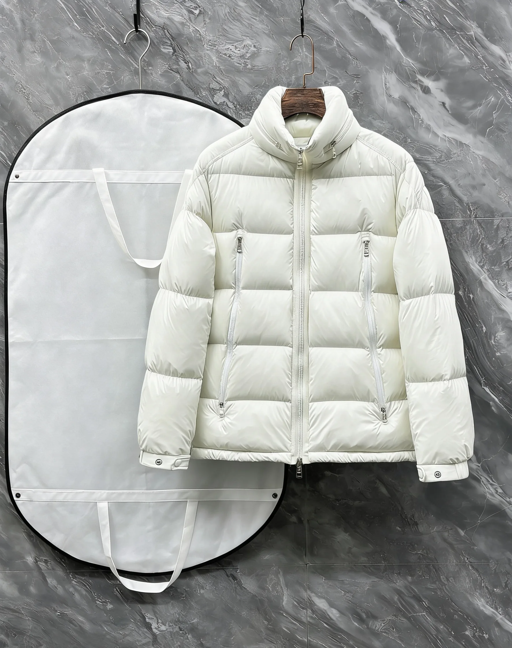 Winter Glossy Puffer Jacket Men Stand Collar Zipper Warm Down Coat Casual Loose Outerwear