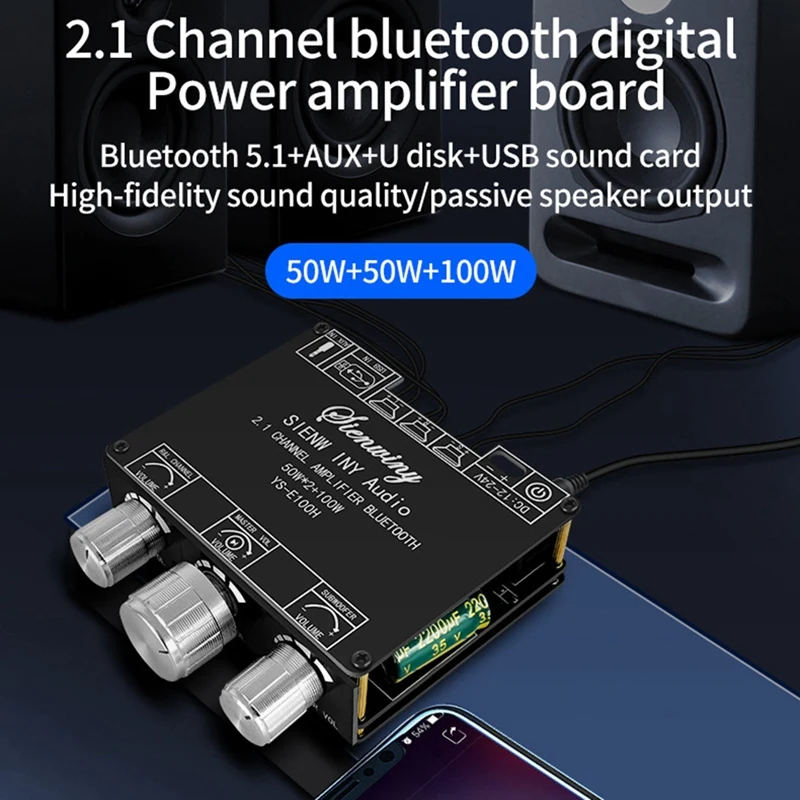 50 wx2 + 100W YS-E100H 2.1 Hi-Lo Subwoofer TPA3116 przenośny wygodny kanał wzmacniacz Audio Bluetooth moduł tablicy