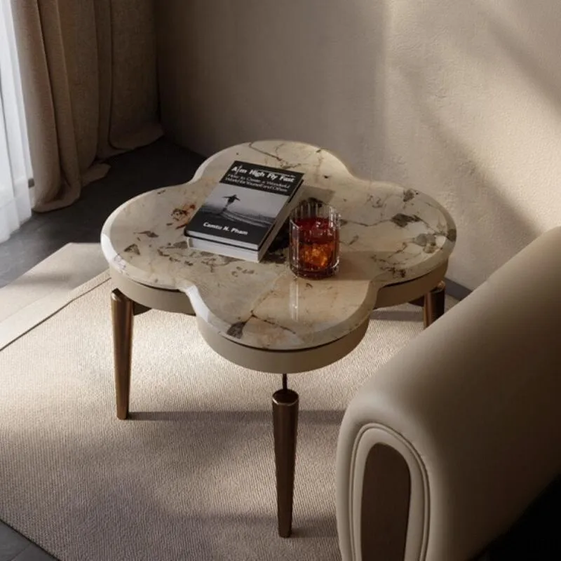 luxury stone on the sofa side of the living room, Internet celebrity side cabinet coffee table, new model