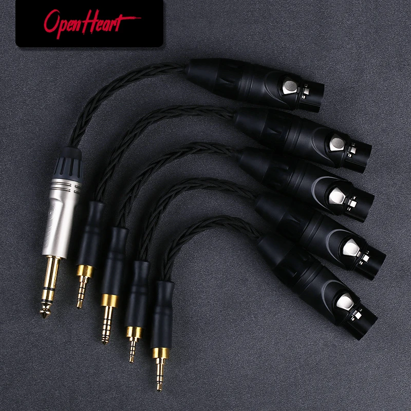 OPENHEART XLR Adapter Cable 4Pin XLR Female to 4.4mm/2.5mm/6.35mm/3.5mm/3.5 4Pole Balanced to 4Pin XLR Female Pure Silver Cable