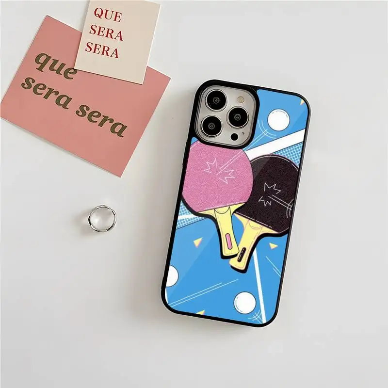 Table Tennis Racket Ping Pong Phone Case For IPhone 11 13 12 14 Max Pro Mini 7 8 Plus X XR SE2020 Hard Silicone TPU Coque