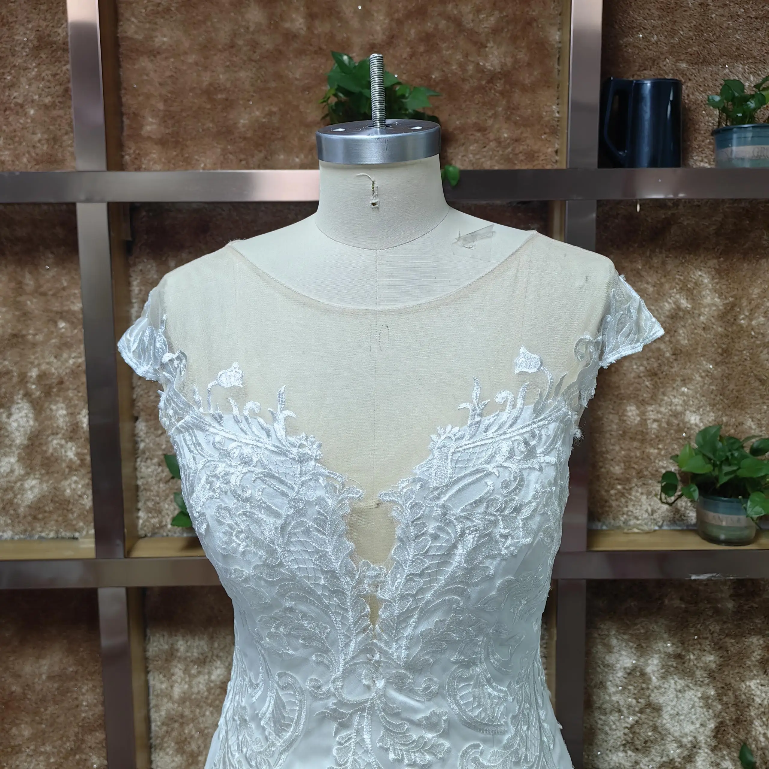 LAYOUT NICEB abito da sposa a sirena donna affascinante Appliques di pizzo abito da sposa Robe De Mariée Illusion maniche corte splendido Boho L'abito da sposa di lusso Abito da sposa principessa sexy sirena abito da s