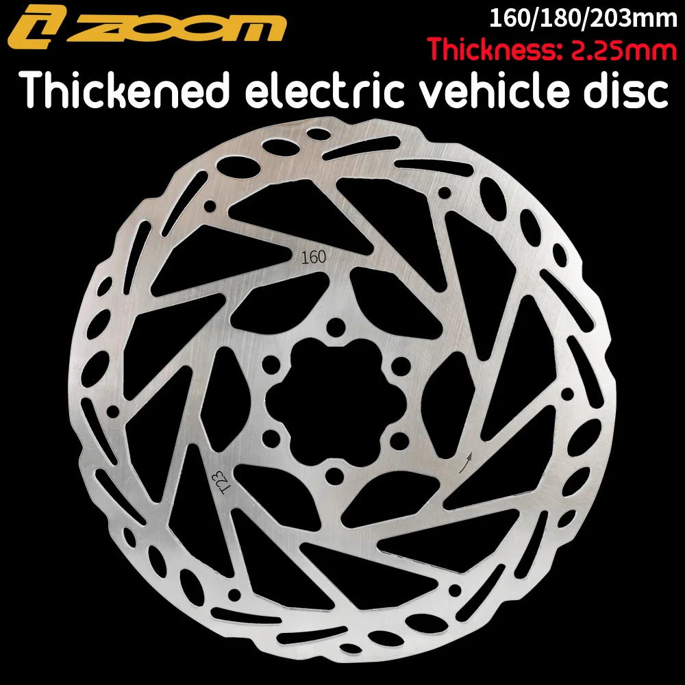 ZOOM 2.25mm Thickness Electric Bicycle Disc Brake Rotor Thickened High Strength  160/180/203mm Brake Disc For Motorcycle E-Bike