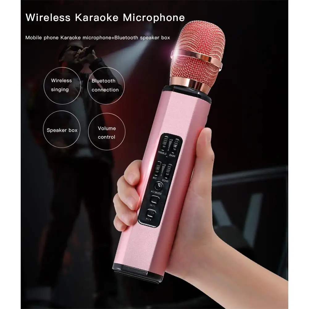 

K6 Беспроводной микрофон Bluetooth Караоке для домашней студии Запись Ручной микрофон для караоке-бара Stage Live с двойными динамиками