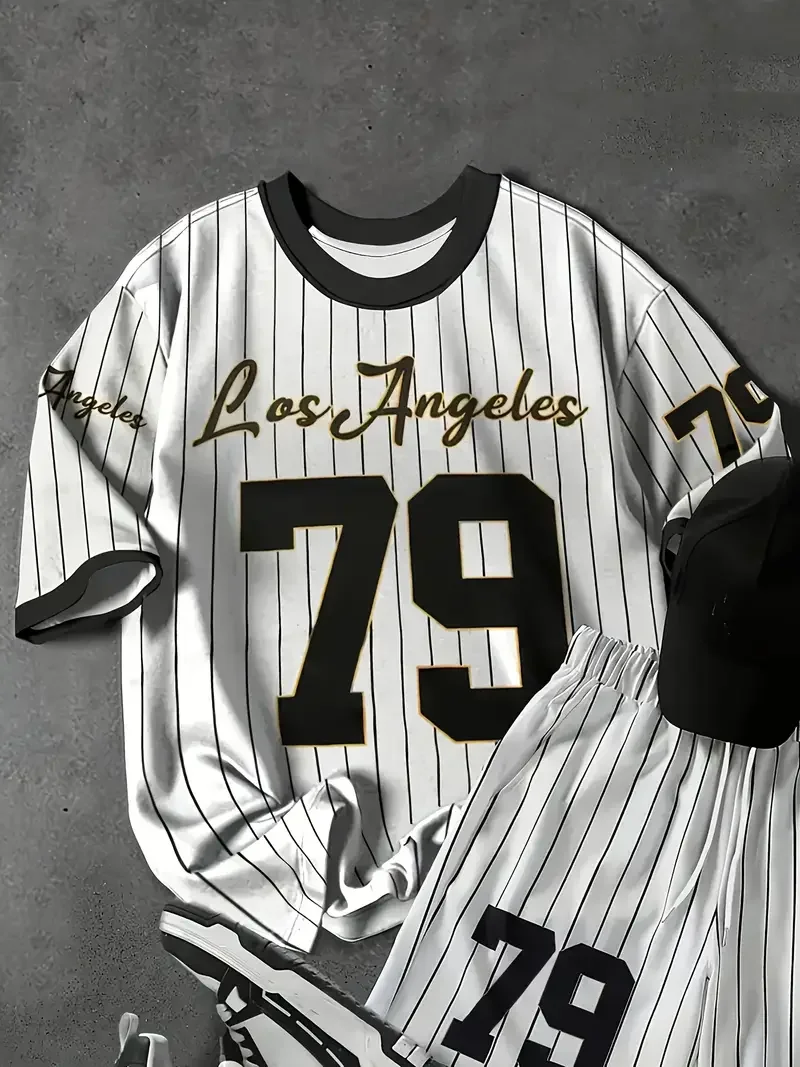 

2025-26 Summer New Fashion Trend Design Luxury Suit 3D Printing American Street Breathable Quick Drying T-shirt Shorts Set