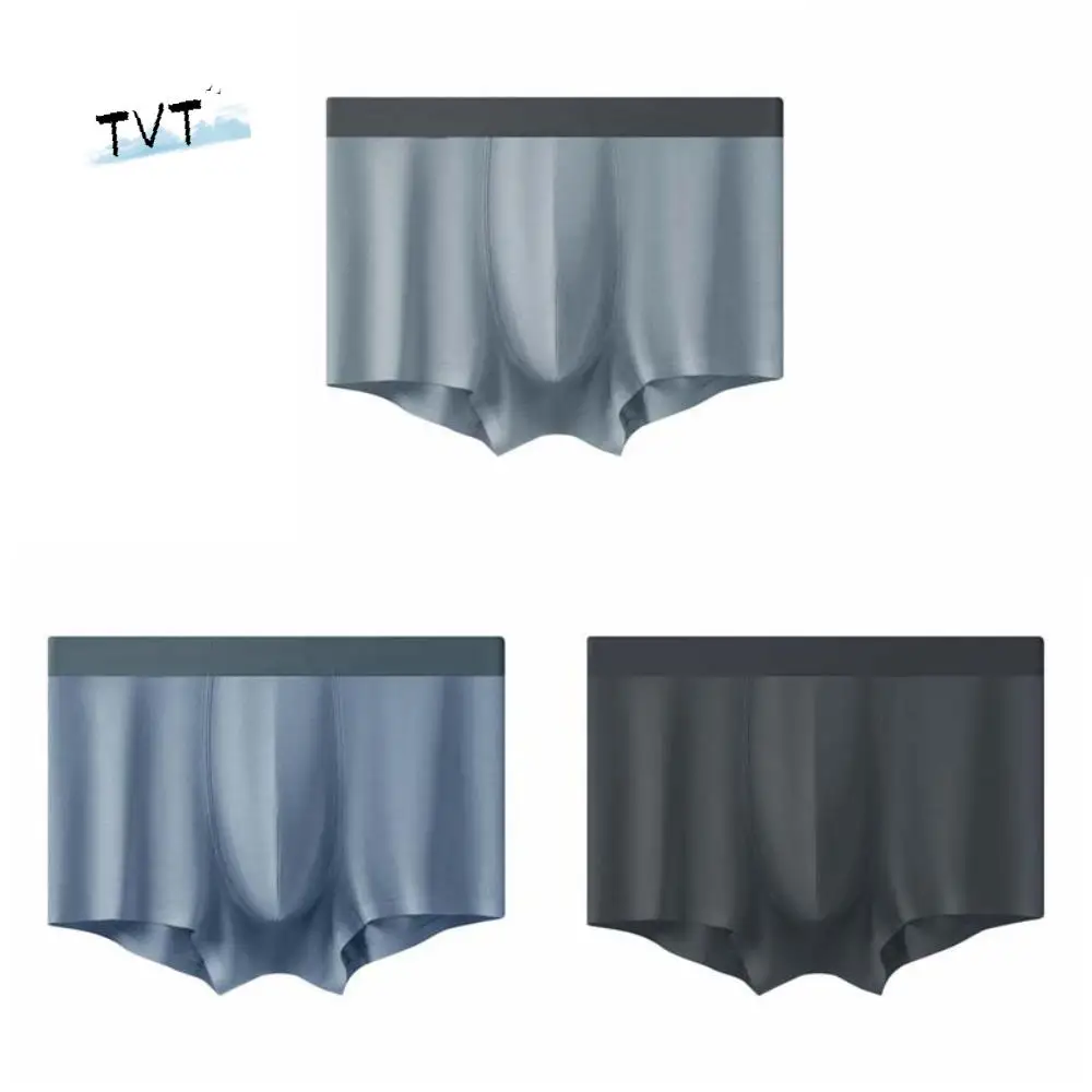 3 قطعة نموذج بسيط الرجال سراويل مسطحة منتصف الخصر سلس سراويل بوكسر الذكور حجم كبير تنفس الرجال الملابس الداخلية الهدايا #1