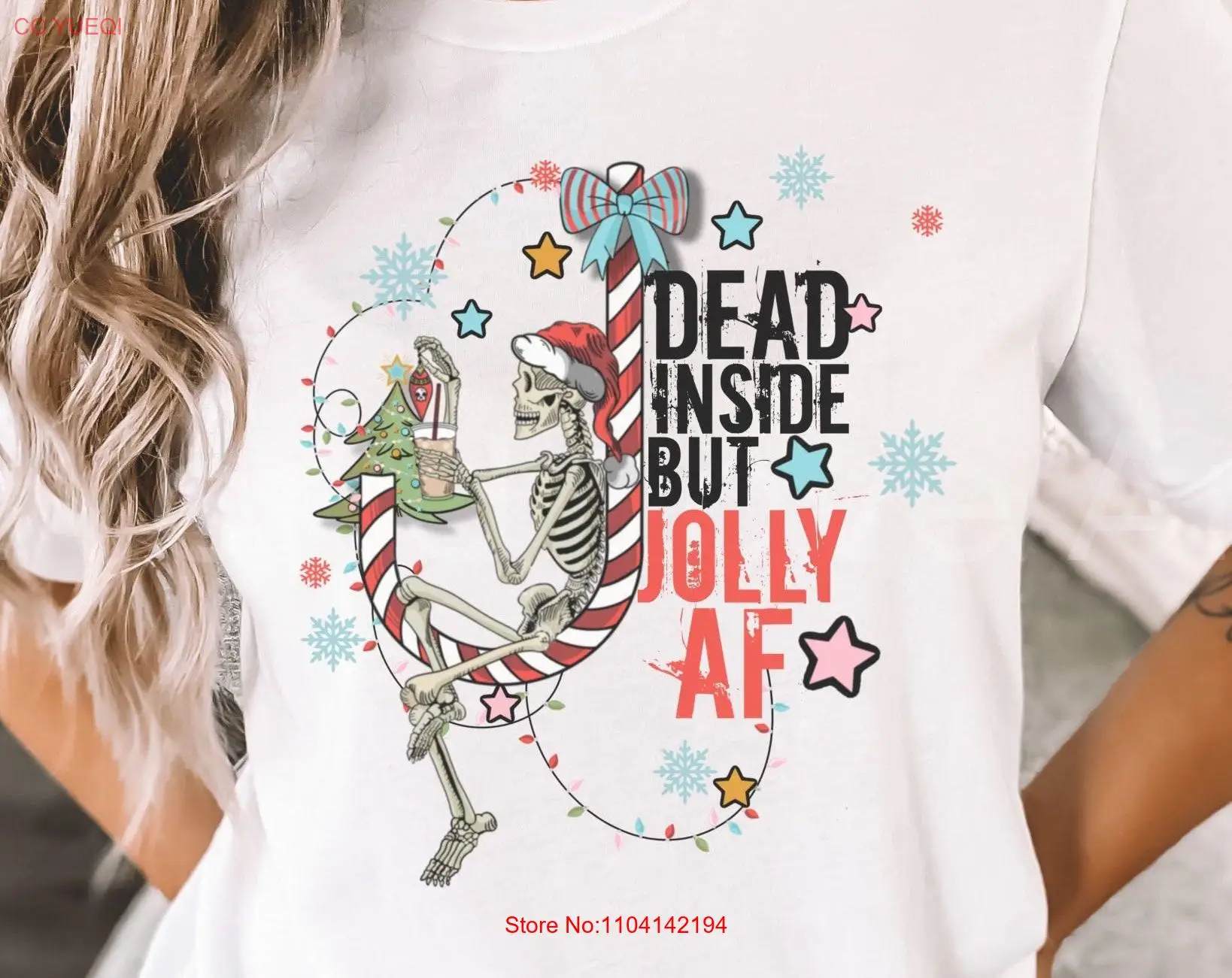 Jolly AF T Shirt Christmas Skeleton Dead Inside Funny Holiday XMAS s Cheeky Whimsigoth Charm Cute Offbeat