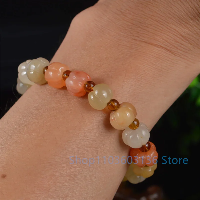 High quality Online Celebrity High Quality Gold Silk Jade Bracelet Natural Authentic Gold Silk Jade Lantern Bracelet