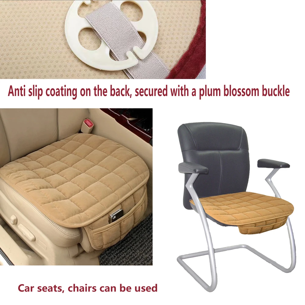 AUTO PLUS Universal Winter Warm Car Seat Cover Cushion Short Plush Seat Cushion Soft Chair Seat Cushion With Pocket