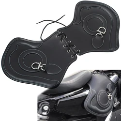 Motorcycle Universal Heat Saddle Shield Deflector Black Leather For Harley Sportster Touring Softail Breakout Dyna Honda Yamaha