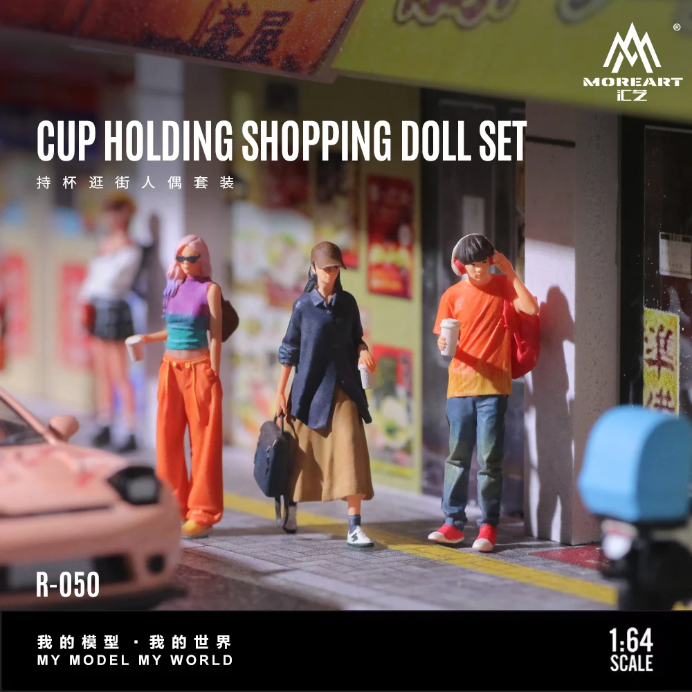 More Art 1:64 Holding Cup Shopping Doll Set, Resin Decoration Figure Model for Gift&Display&Collection