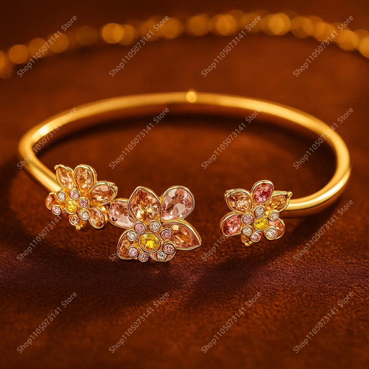 

Благородные и великолепные золотые ветки, цветочный ритм, открытый браслет из циркона, необходимые украшения для банкета и вечеринки — подарок на день рождения