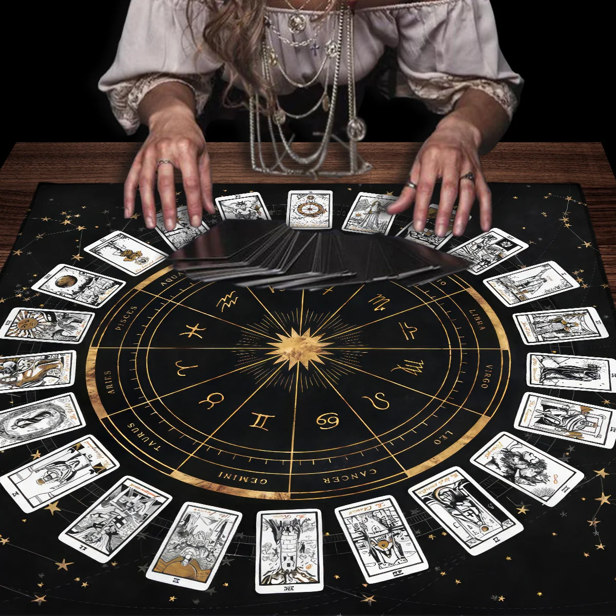 12 Constellations Wicca Altar Cloths Tarot Card Tablecloth  Starry Sky Tarot Mat Decor Board Game Card Pad Decor