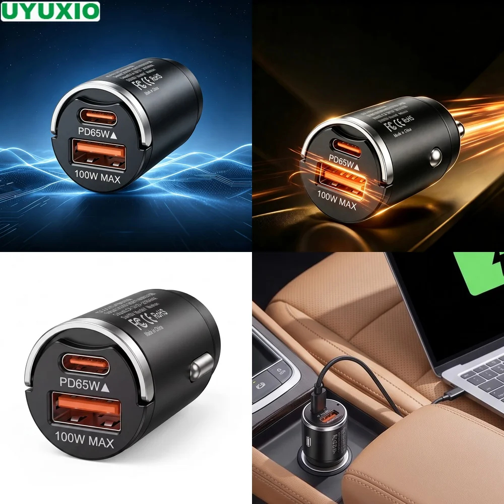 165W Travel Car Charger Ultra Compact Flush Mount Design with 65W USB C and 100W USB A Outputs for Cars Trucks SUVs and Travel