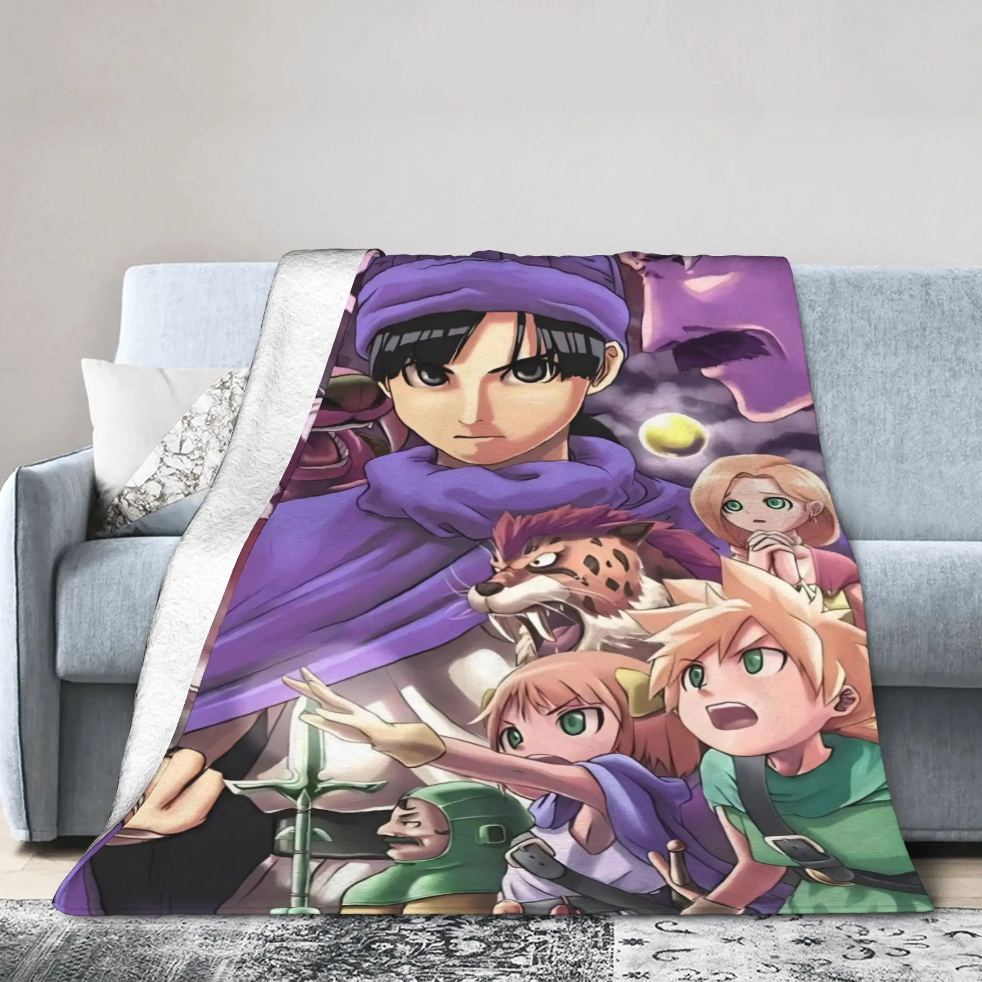 Dragons Quests Game Velvet Throw Blanket Anlace Hero Erdrick Slime Blankets for Sofa Bedroom Ultra-Soft Bedspread