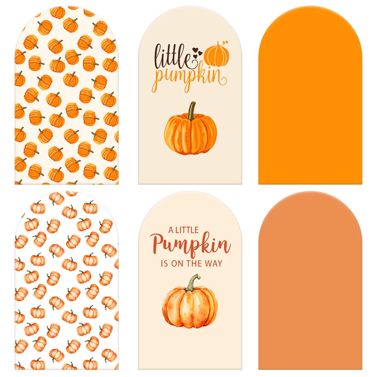

TB Orange Pumpkin Theme Arch Backdrop Cover for Halloween Fall Thanksgiving Day Party Decoration, Fabric Background Photography