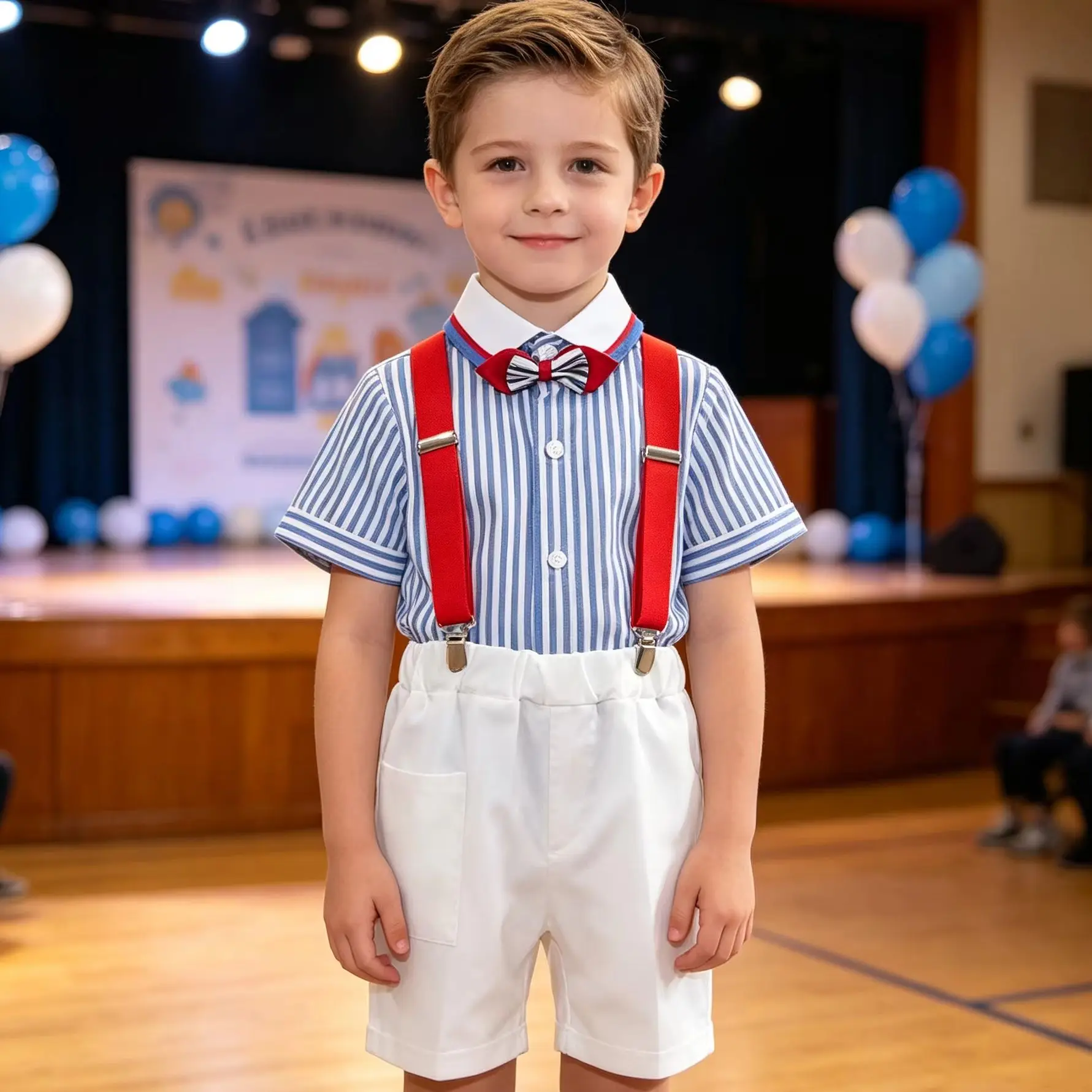 Boys Toddler 2PCS Clothing Set Spring Summer Formal Shirt Top with Suspender Shorts Combo Kids Wedding Outfits