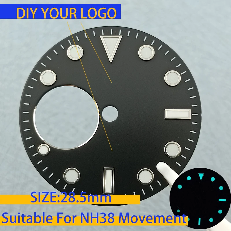 28,5mm nh38 Zifferblatt blau grün schwarz steril leuchtend hohl Zifferblatt für nh38 Uhrwerk Herren uhr Zifferblatt Zubehör