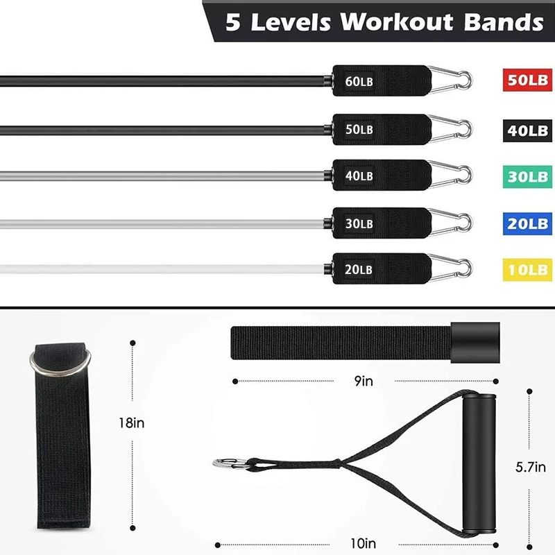 Resistance Band Set for Workout or Home Workout Perfect Muscle Builder for Arms Back Legs Chest Abs Glutes and Glutes