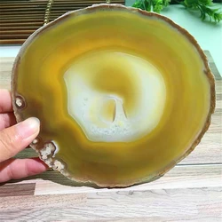 12CM Citrine Crystal Purple AGATE SLAB Geode Slice Mineral Coaster Healing Reiki Decoration