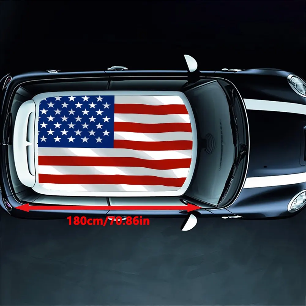 Old Antiqued American Flag Car Roof Sticker Wrap Racing SUV Auto Accessories Packaging PVC Car Hood Graphic Decal Decoration