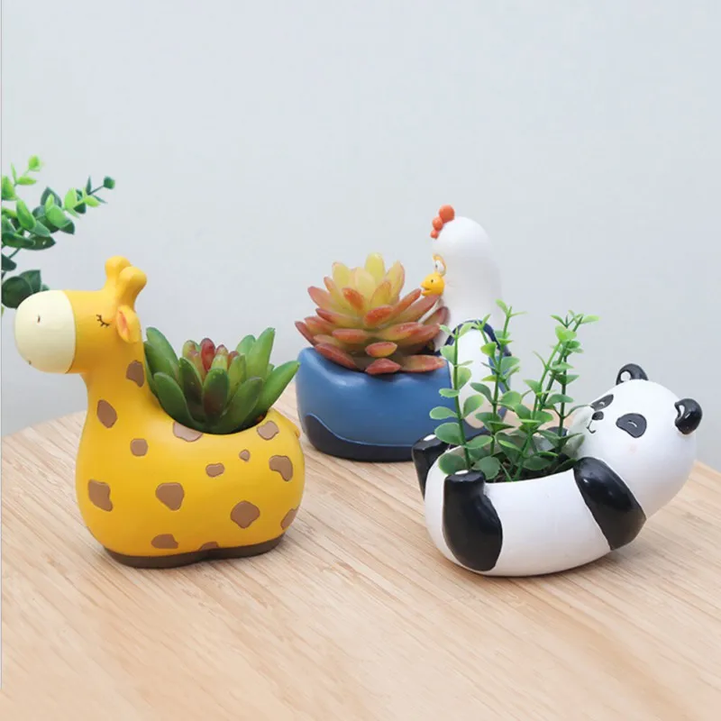 Roztomilá živočich plantážníci pro sukulenty kaktus mini bonsaj pryskyřice kvést hrnec víla sad dekorační figurky domácí tabletop dekorace