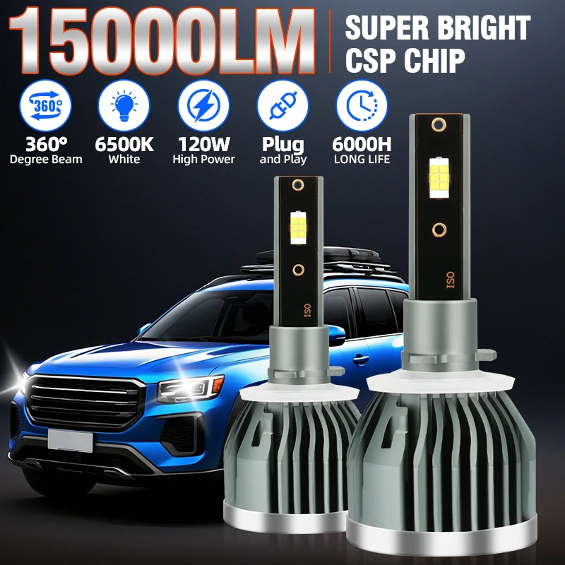 880 Single Beam Combo LED Headlights Super Bright 6500K Super White 3570 CSP Chips Internal Drive Light Bulbs