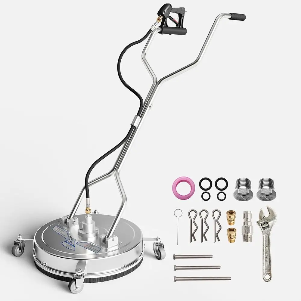 

20 Dual Handle Pressure Washer, 4 Wheels, 3.9 GPM, 4400 PSI, Stainless Steel, Perfect for Driveways, Sidewalks, Patios, Decks