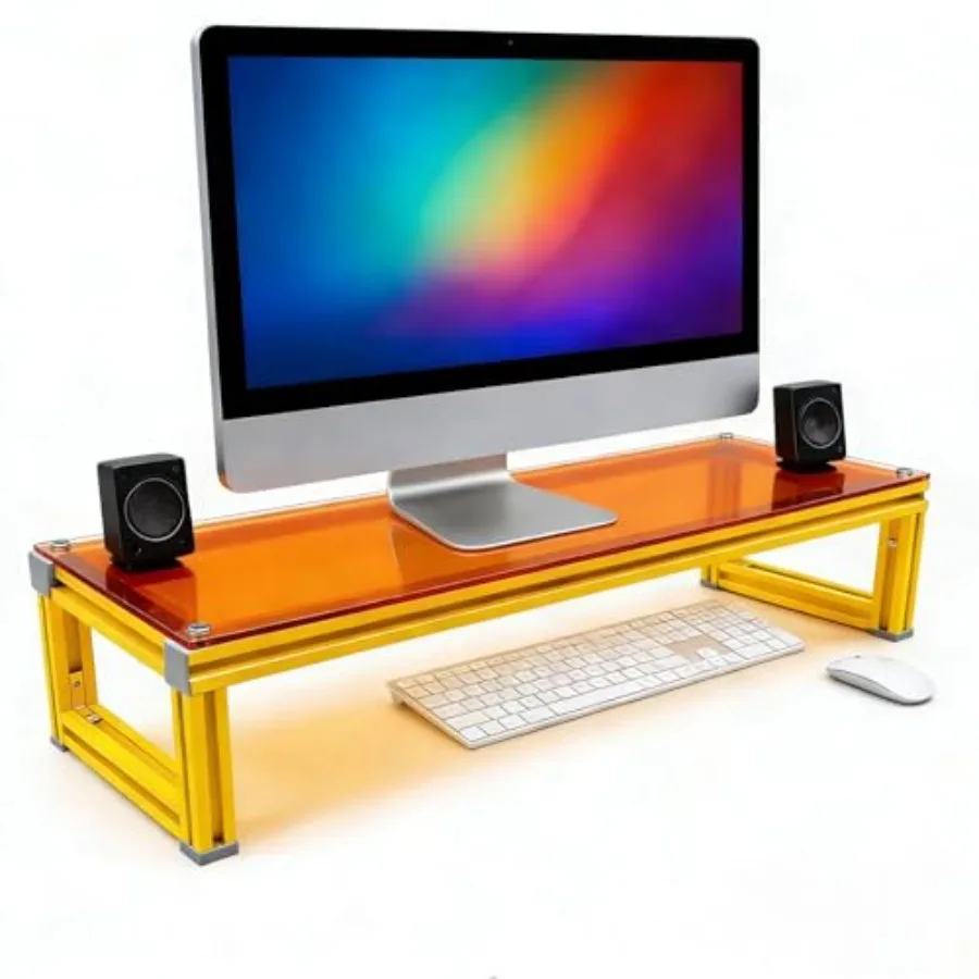 

Подставка для монитора из акрила и алюминия, 23,6×7,9×4,1 дюйма, усиленная, эргономичная, с отсеком для хранения, для снятия боли в шее, универсальная