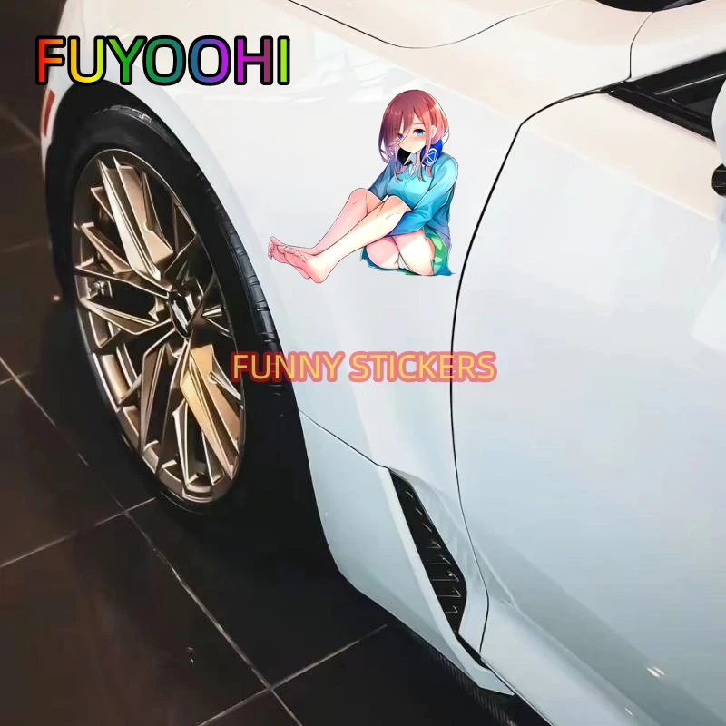 FUYOOHI Cute Miku Nakano Car Sticker Camper Decal Vinyl Waterproof 3D Occlusion Scratch Vehicle Decoration