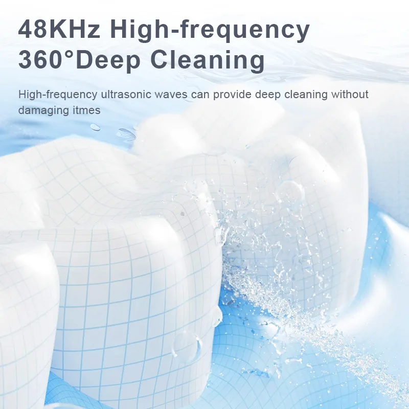Professional Ultrasonic Cleaner 180ml Stainless Steel Tank 48kHz Jewelry Watches Braces Dentures 360° Deep Cleaning Machine