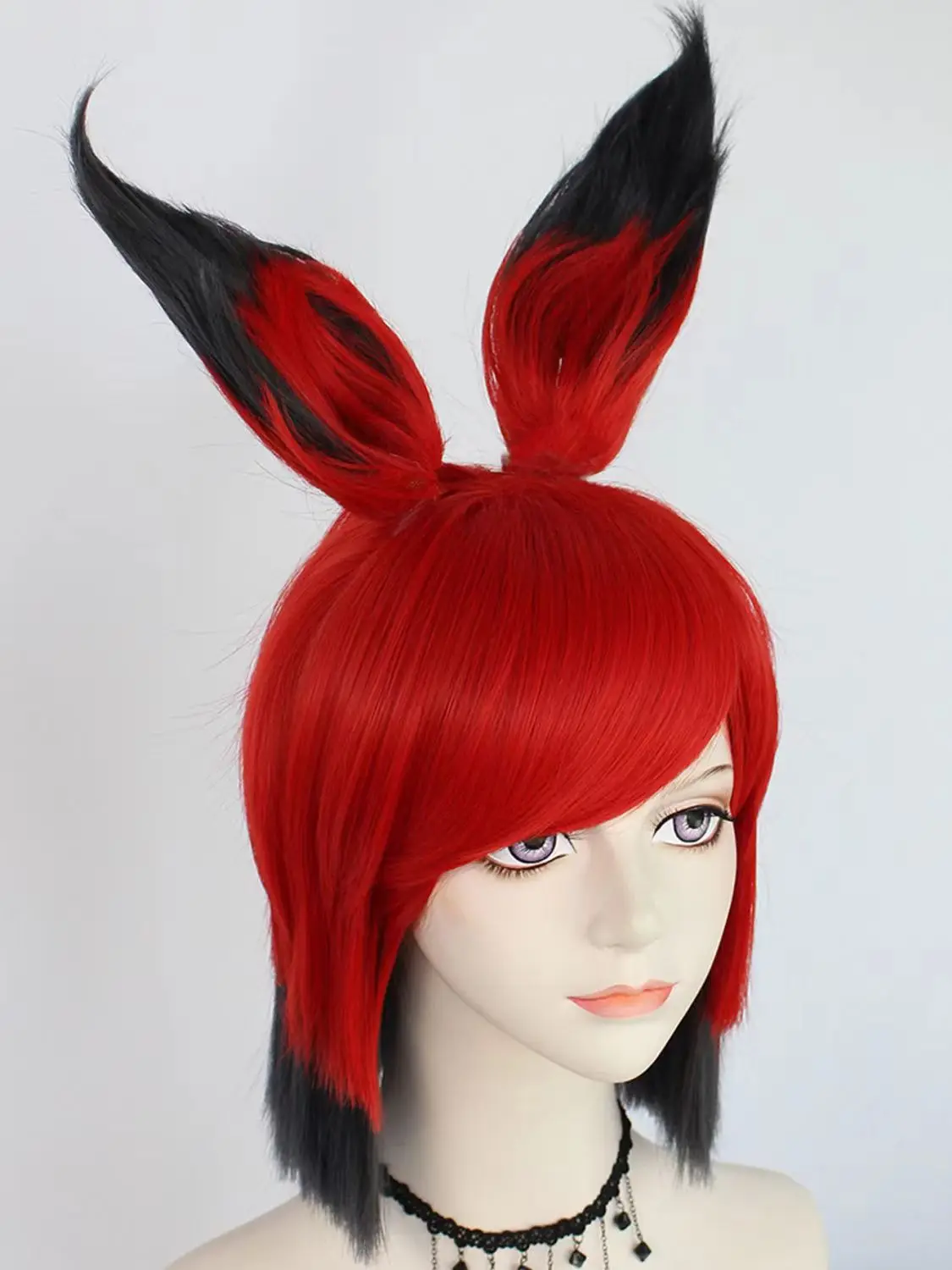 Women Alastor Hazbin Cosplay Wigs Clip Costume Hair Props With Glasses Halloween Carnival Christmas Costumes Accessories