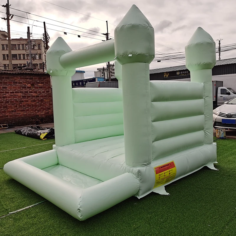 2.5M 100% Vinyl Pvc Groene Opblaasbare Bounce Huizen Met Ballenbak Springkastelen Springkasteel Voor Kinderen Verjaardagsfeestje Spel