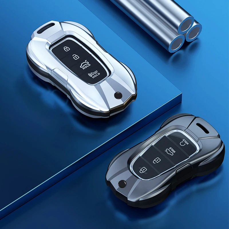 New Zinc Alloy Car Key Case Cover for Hyundai Elantra GT Accent Solaris Azera Sonata NEXO Grand Santa Fe Tucson Palisade Kona
