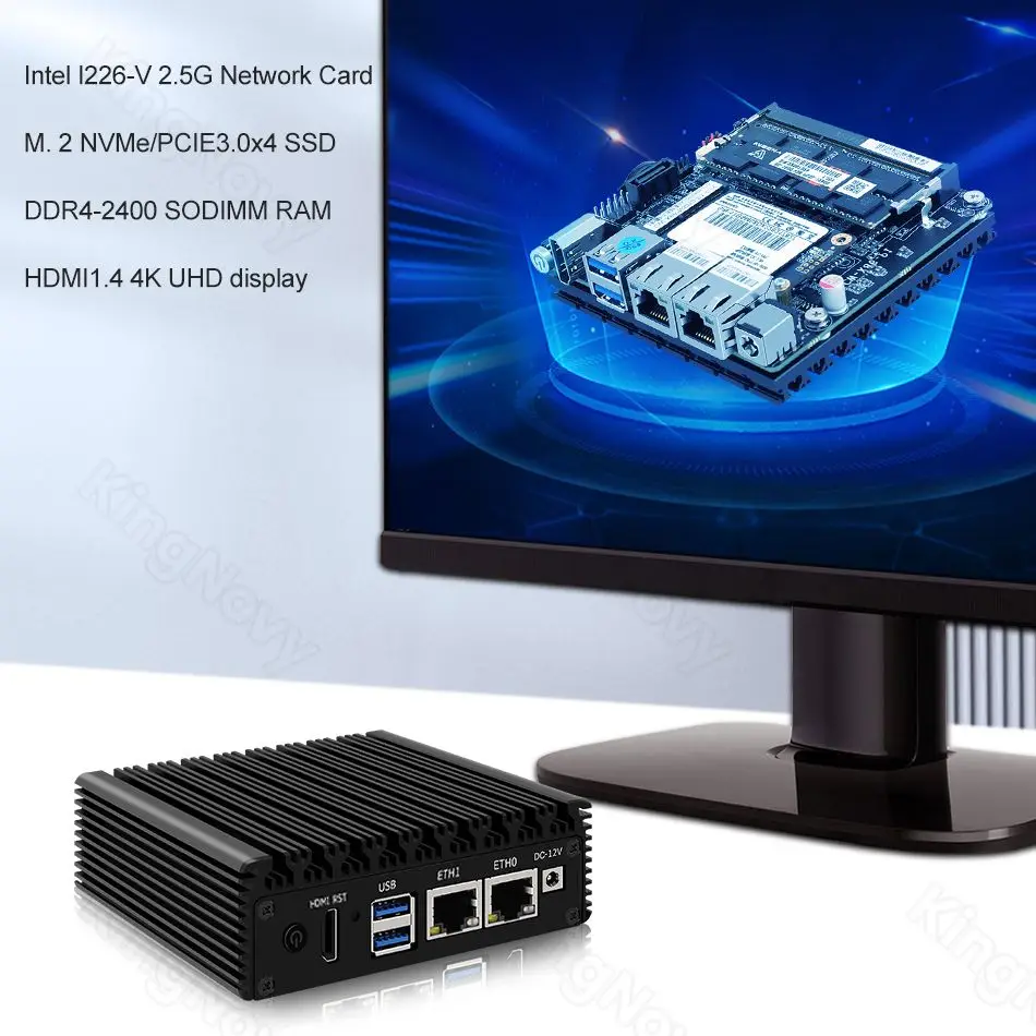 Super Deal Fanless Mini PC J4125 J4105 Quad Core 2x i226-V 2.5G Nics Industrial Soft Router Firewall Computer PC NVMe 2xUSB3.0